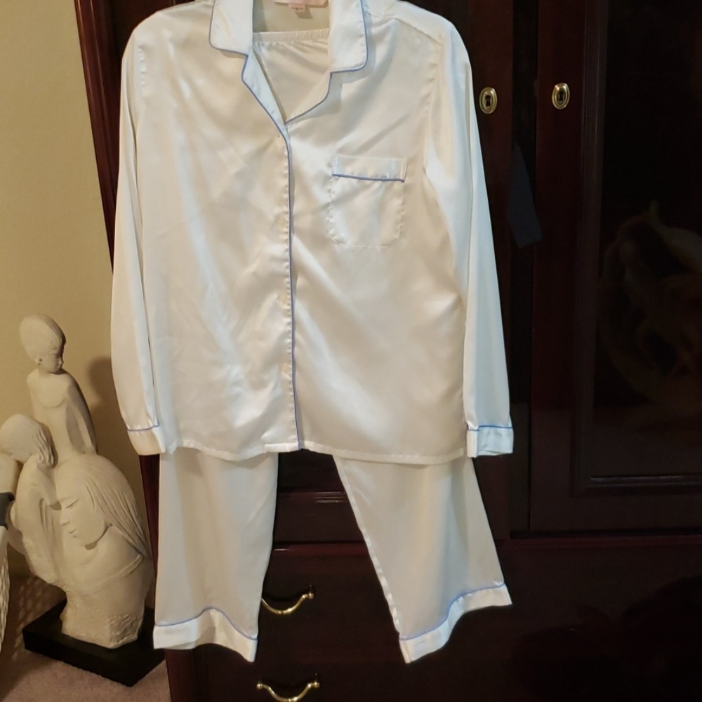 Beautiful silky white pajamas.